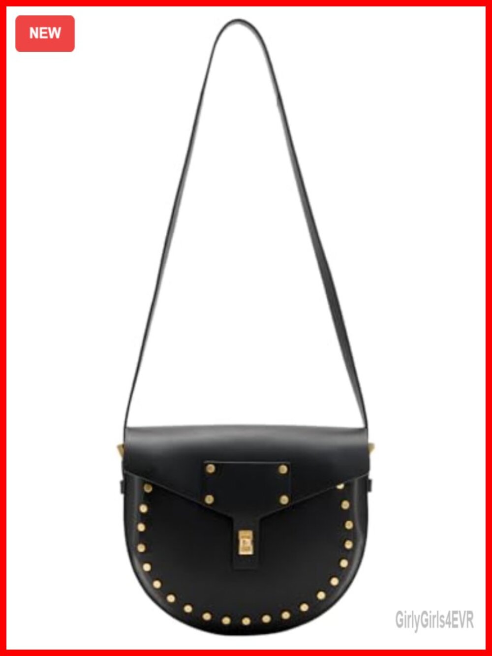 Smooth Leather Saddle Crossbody Bag Adjustable Strap Lock Closure